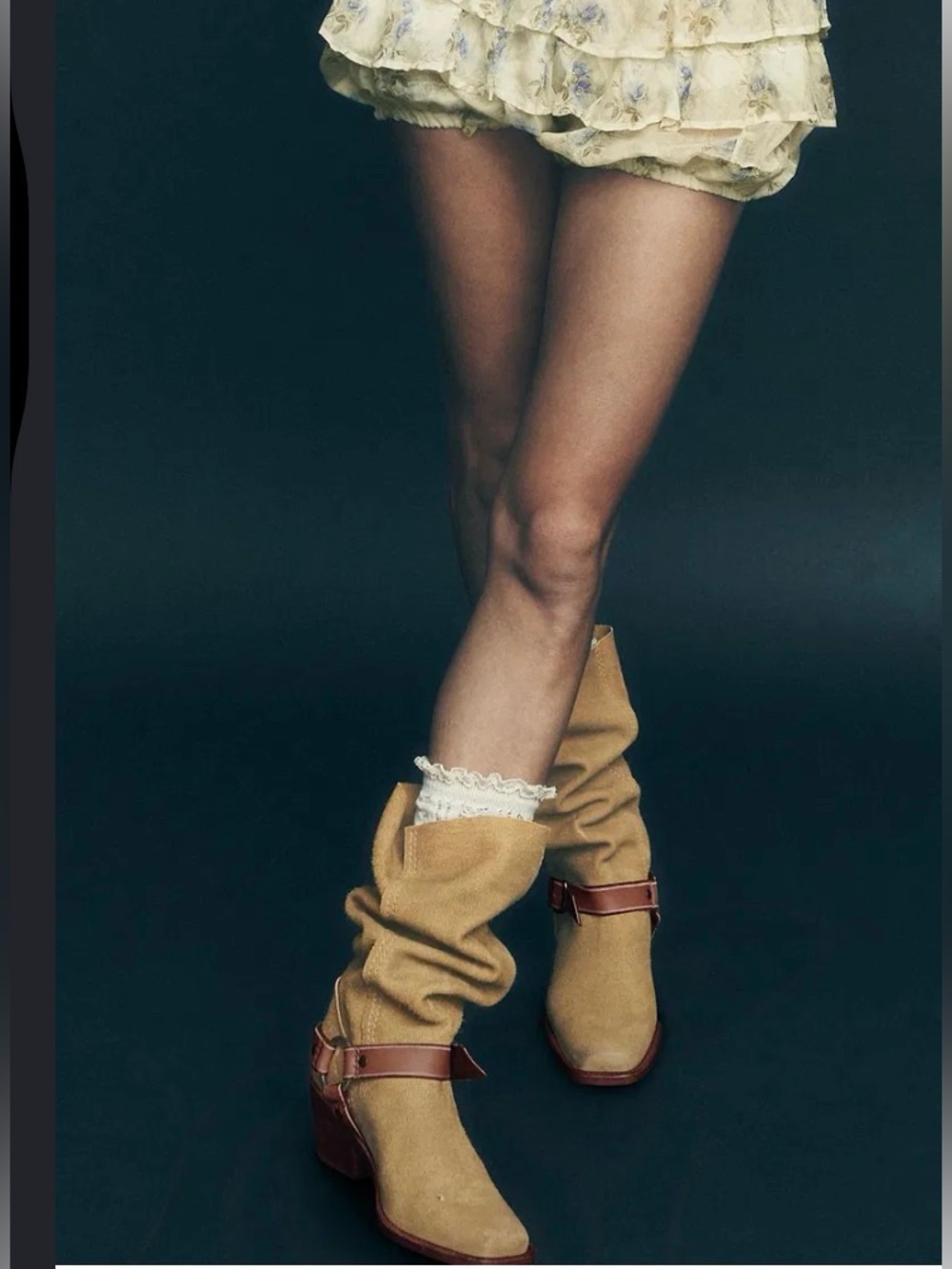 Free People We The Free Denver Double Buckle Leather Harness Western Boots NWT